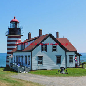 Lighthouse - Quoddy Head 4-Tiles 4.25’’X4.25’’ Tile With Cork Back Ceramic Tile