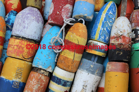 Lobster Buoys 2 Greeting Card 8X10 Matted Print (5X7 Photo) 11X14 (8X10