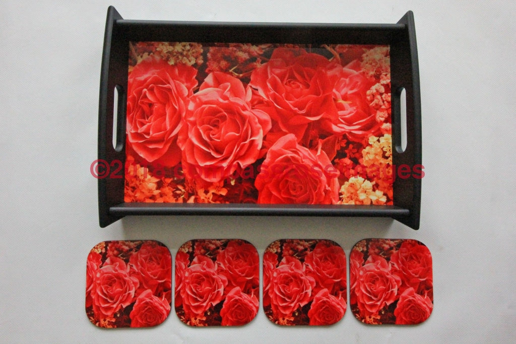 Rose Tray and Coasters 12