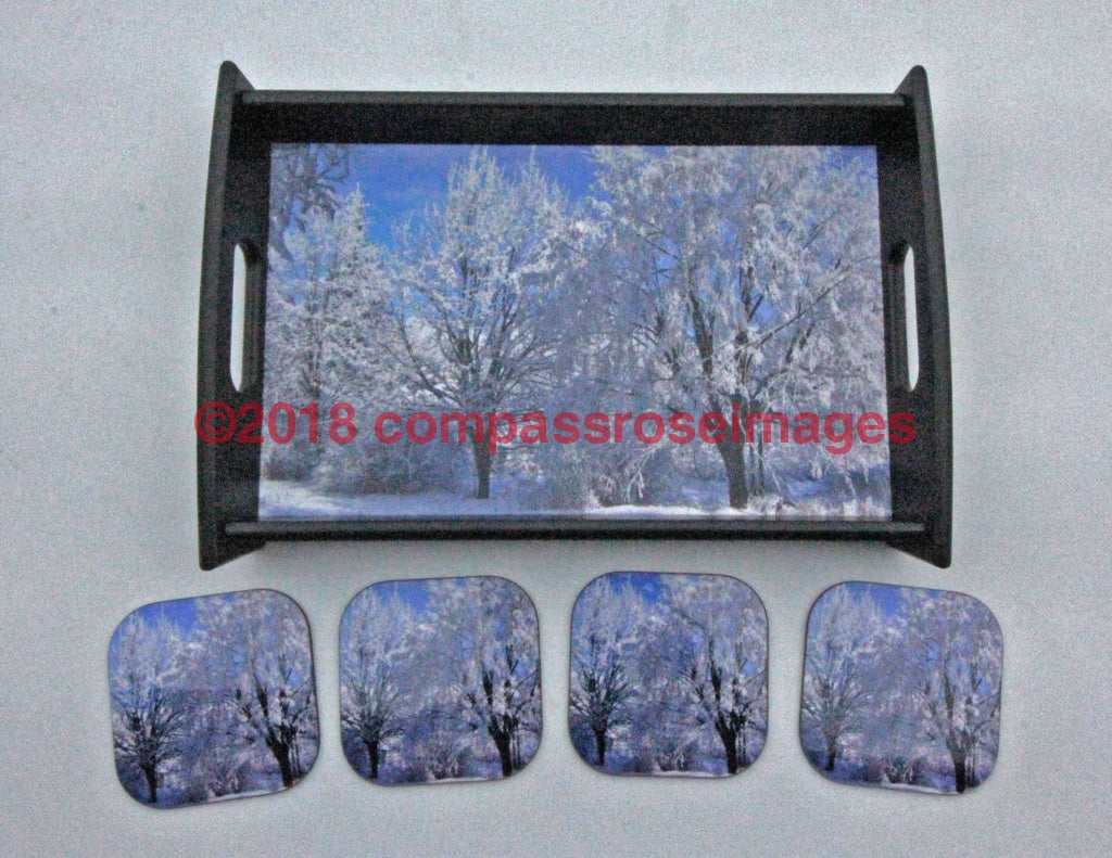 Snow Trees Tray and Coasters 23